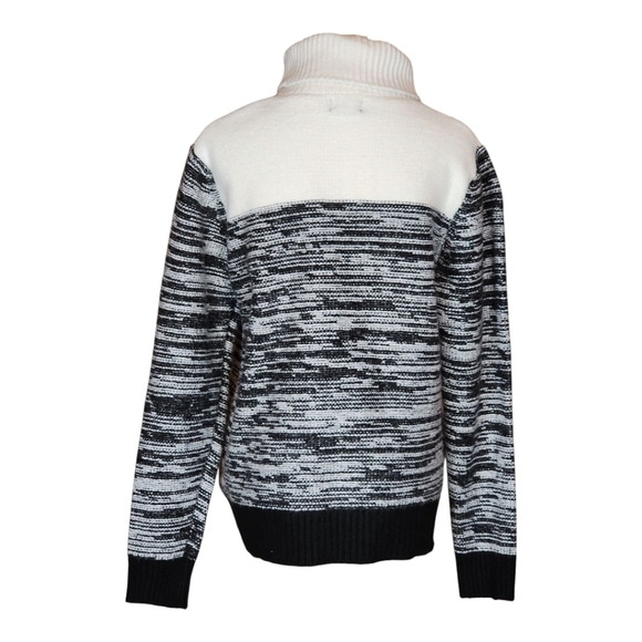 Fate by LFD Black & White Turtleneck Sweater, Marled Knit Size Medium - Picture 3 of 9